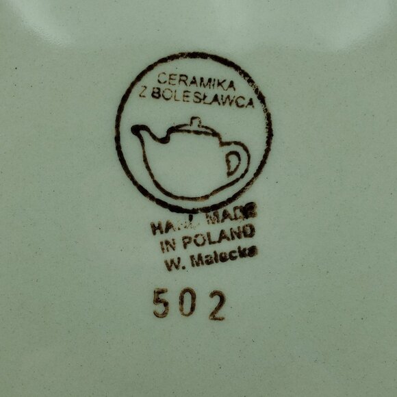 Polish Pottery Peacock Leaves Dessert Plate Peacock Salad Plate - Picture 3 of 5